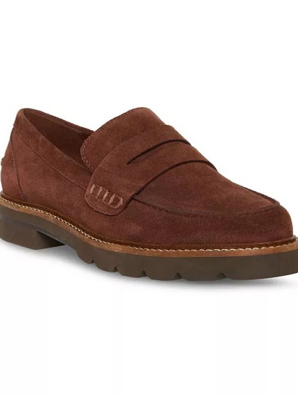 Anne Klein Emmylou Dk Brown Suede Penny Loafers Womens 6M iFlex Lug Sole Shoes
